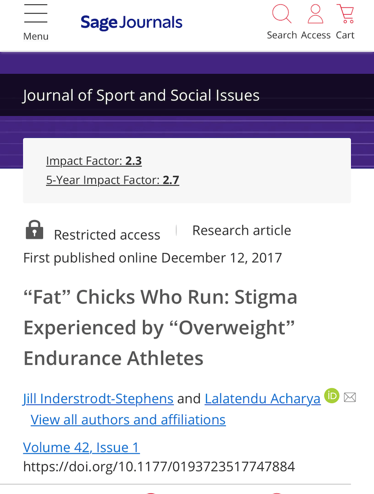 “Fat” Chicks Who Run: Stigma Experienced by “Overweight” Endurance Athletes