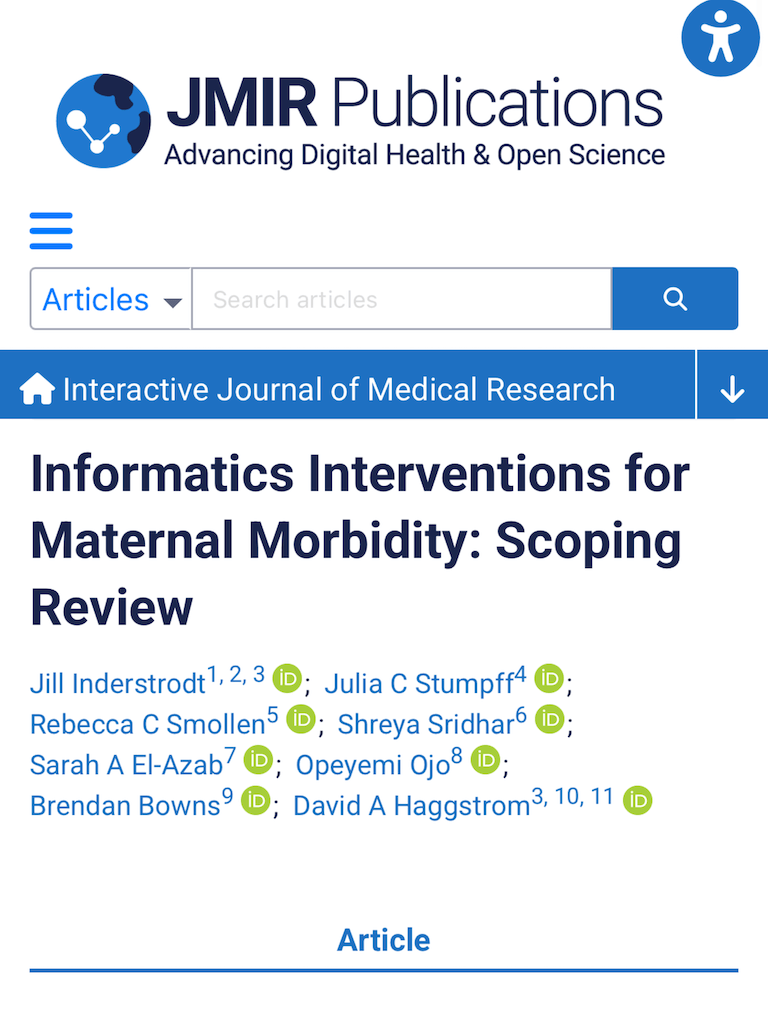Informatics Interventions for Maternal Morbidity: Scoping Review