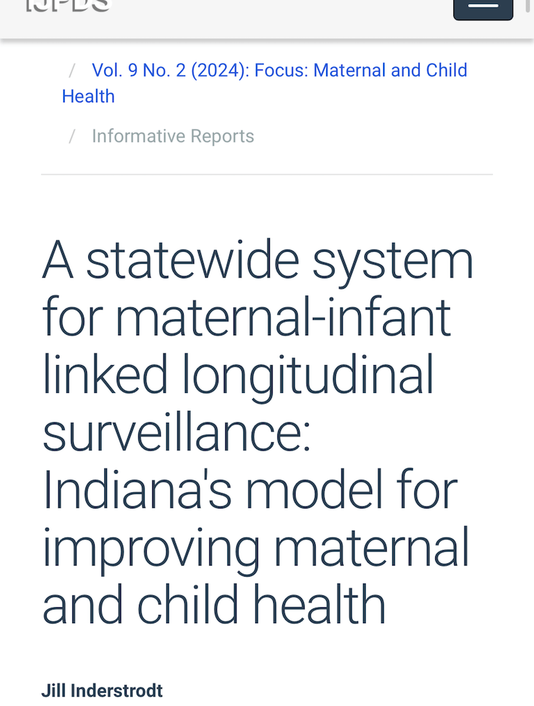 [HTML] from nih.gov A statewide system for maternal-infant linked longitudinal surveillance: Indiana’s model for improving maternal and child health